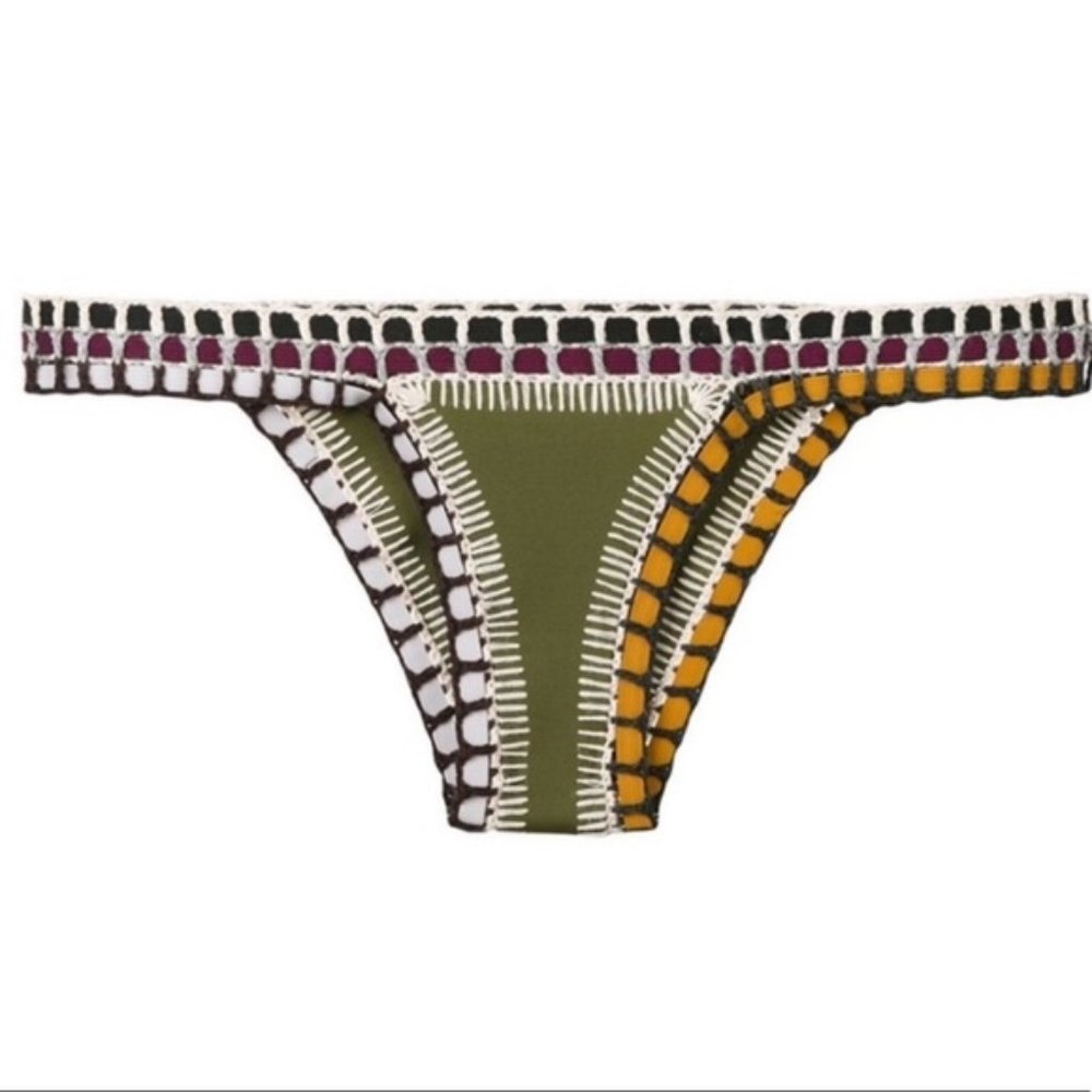 Kiini Wren Bikini Bottoms Olive Green Size Sm.